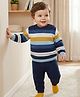Babyoye  100% Cotton Knit Full Sleeves Striped Sweater Set with Heart Design - Multicolour