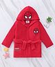 Babyhug Marvel  Terry Knit Hooded Full Sleeves Bath Robe With Pockets and Spider-Man Graphics - Red