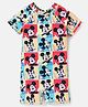 Babyhug Disney Raglan Sleeves Legged Swimsuit With Mickey Mouse Graphics - Multicolour
