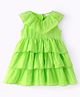 Babyhug Cotton Sleeveless Layered Textured Frock with Frill Detailing - Lime Green