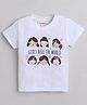 Taffykids 100% Cotton Half Sleeves Girls Printed Tee - White