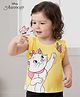 Babyhug Disney Cotton Knit Sleeveless Top with Frill Detailing & Aristocat Marie Graphics - Yellow