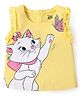 Babyhug Disney Cotton Knit Sleeveless Top with Frill Detailing & Aristocat Marie Graphics - Yellow