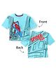 Babyhug Marvel Cotton Knit Half Drop Shoulder Sleeves T-Shirt with Spider-man Print - Blue