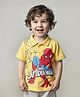 Babyhug Marvel Cotton Knit Half Sleeves Regular Collar T-Shirt with Spiderman Graphics - Yellow