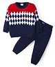 Babyhug Knit Full Sleeves Sweater Set with Argyle Design -Multicolor