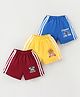Simply Cotton Knit Racing Printed Shorts Pack Of 3  - Yellow Maroon & Royal Blue