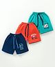 Simply Cotton Knit Text Printed Shorts  Pack Of 3 - Red Navy & Green