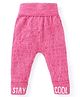 Babyhug Full Length Fleece & Woollen Pant with Text Embroidery Solid Colour - Pink