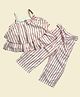 Bella Moda Sleeveless Bow Applique & Striped Top With Coordinating Pant - White