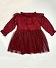 Bella Moda Full Sleeves Floral Embroidered Party Wear Dress - Maroon