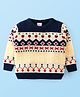 Babyhug Knit Full Sleeves Pullover with Aztec Design - Cream & Navy