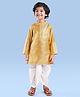 Babyhug Woven Full Sleeves  Dobby Embroidered Kurta & Dhoti Set -  Beige