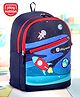 Play Nation  Space Print School Backpack|1 Main Compartment, 2 Front Pockets, 2 side Bottle Pockets|Water Resistant|Long lasting and Durable Zippers | Comfortable back cushioning | For School, Travel and Outdoors|Blue- 15inches
