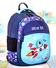 Play Nation Rocket Space Print School Backpack|1 Main Compartment, 2 Front Pockets, 2 side Bottle Pockets|Water Resistant|Long lasting and Durable Zippers | Comfortable back cushioning | For School, Travel and Outdoors|Blue- 15 inches