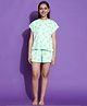Lil Tomatoes Cotton Jersey Knit Half Sleeves Tree Printed Coordinating Night Suit - Light Green