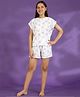 Lil Tomatoes Cotton Jersey Knit Half Sleeves Tree Printed Coordinating Night Suit - White