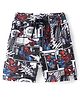 Babyhug Marvel Cotton Knit Mid Thigh Shorts with Spiderman Print - Multicolour