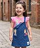 Babyhug Disney Interlock Knit Frock with Frill Sleeves T-Shirt Disney Princess Graphics - Pink & Blue