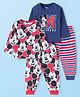 Babyhug Disney Single Jersey Knit Full Sleeves Night Suits with Mickey Mouse Print Pack of 2 - Blue & Red