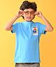 Anthrilo Half Sleeves Amalfi Vibes Text Printed Tee - Blue