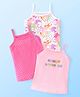Babyhug 100% Cotton Knit Singlet Sleeves Antibacterial Floral Printed Slips Pack Of 3 - Multicolour