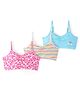 Pine Kids Cotton Sleeveless Bralettes With Stripes & Rainbow Print Pack of 3 (Colour May Vary)