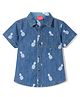 Babyhug Denim Half Sleeves Shirt Pineapple Print - Blue