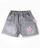 Kookie Kids Solid Shorts with Floral Applique - Black