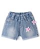 Kookie Kids Solid Shorts with Floral Applique - Blue
