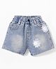 Kookie Kids Denim Shorts with Heart Applique - Blue