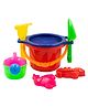 WISHKEY Gardening and Beach Play Set, Sand Game Beach Toy Set for Kids, Castle Building Plastic Beach Toys with Bucket, Summer Fun Creative Activity Playset & Gardening Tools, Multicolor (Pack of 6)