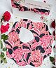 Choko Baby Bib with Snap Button Closure & Matching Headband Set - Red