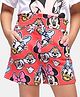 Babyhug Disney 100% Cotton Knit Above Knee Length Shorts with Minnie Mouse Print & Smocking Detailing - Red