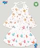 Kidbea Extra Soft Muslin Cotton Pack Of 2 Sleeveless Animals & Butterflies Assorted Print Dresses - Pink & Yellow