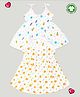 Kidbea Extra Soft Muslin Cotton Pack Of 2 Sleeveless Space & Chicks Assorted Print Dresses - Yellow & Blue