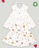 Kidbea Extra Soft Muslin Cotton Pack Of 2 Sleeveless Animals & Rainbows Assorted Print Dresses - White & Yellow