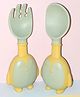 Joy Buzz Baby Penguin Shape Flexible Training Spoon and Fork Set - Green