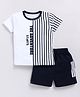 CUTOPIES Cotton Half Sleeves Stripped Tee & Shorts Set - Black