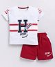CUTOPIES Cotton Half Sleeves Hero Text Printed Tee & Shorts Set - Light Melange