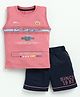 CUTOPIES Cotton Sleeveless One Big Idea Text Printed Tee & Shorts Set - Rose Pink