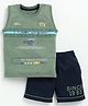 CUTOPIES Cotton Sleeveless One Big Idea Text Printed Tee & Shorts Set - Nova Green