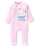 Babyhug Interlock Knit Full Sleeves Sleepsuit with Elephant Print - Pink