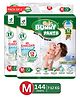 BUMMY PANTS Baby Diapers - Ultra Dry & Comfortable with 5D Cross Core Technology, 360° Soft Elastic Waistband & Up to 12-Hour Absorption | M | Pack of 2 | 144 Pieces
