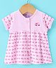 Pink Rabbit Sinker Knit Half Sleeves Front Open Frock with Panda Print - Pink