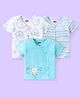 Babyhug 100% Cotton Half Sleeves Antibacterial Front Open Vest Teddy Print Pack of 3 - Multicolour