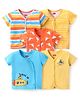 Babyhug 100% Cotton Knit Antibacterial Vest with Dolphin & Striped Print Pack of 5 - Multicolour