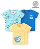 Babyhug 100% Cotton Knit Half Sleeves Antibacterial Set of Vest with Fish & Text Print Pack of 3 - Multicolour