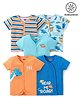 Babyhug 100% Cotton Knit Antibacterial Half Sleeves Front Open Vest Dino Print Pack of 5 - Multicolour