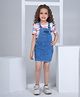 Peppermint Half Sleeves Stripped Top & Denim Dungaree Set - Navy Blue